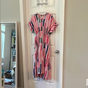 Entro Pink Colorful Maxi Sundress